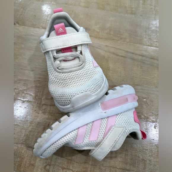 Adidas baby girl Tr23 walker tennis shoes sneakers pink white stripe - Picture 6 of 12